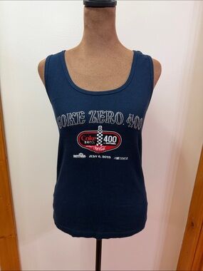 LAT Coca Cola Navy Blue Coke Zero 400 Tank with Rhinestone Logo
